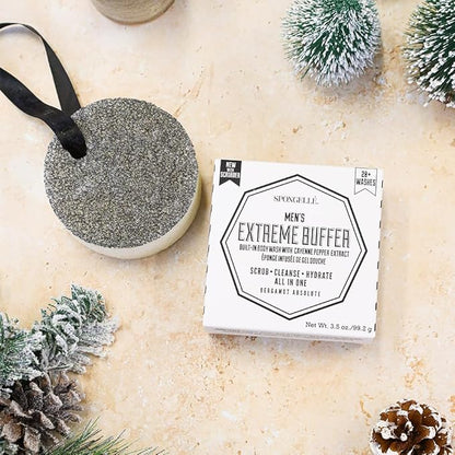 SPONGELLÉ Men's Extreme Buffer - Body Wash/Shower Gel Sponge - Bergamot Absolute White