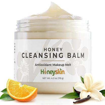 Honey Cleansing Balm Makeup Remover - Face and Eye Makeup Remover for Sensitive Skin Face Wash - Hydrating Facial Cleanser and Gentle to Face Makeup Melting Balm (4oz)