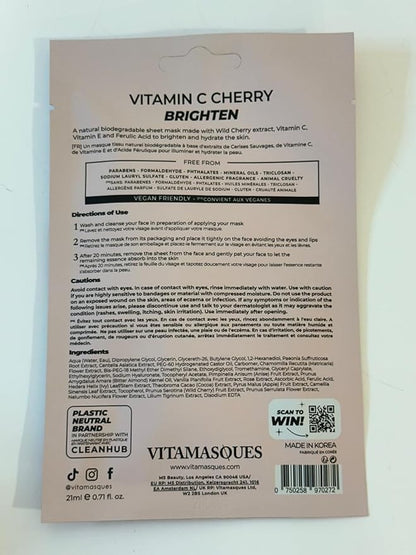 Vitamasques Korean Collagen Face Mask - Hydrating & Moisturizing Korean Sheet Mask with Lychee & Hyaluronic Acid – Vegan Facial Skincare for Firming, Plumping & Skin Care - 7 Pack