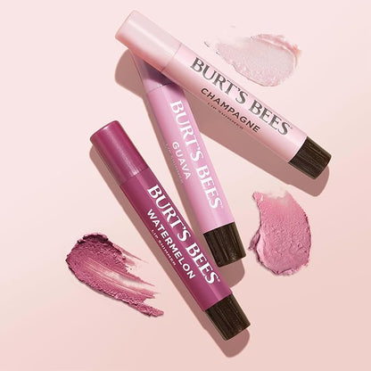 Burt's Bees Christmas Gifts, Lip Shimmer Pink Collection, Tinted Lip Balm Stick, Moisturizing for Hydration with Natural Glowy Pigmented Finish & Buildable Color, Value Pack, 3 Tubes x 0.09 Oz
