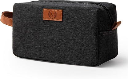Janhavi Shaving Bag for Men Travel Waterproof, Engraved Initials & Wheat Ear, Make Up Bag,Groomsmen Gifts, Mens Toiletry Travel Bag, Men's Accessories Organizer, Gifts for Him(Dark Grey M)
