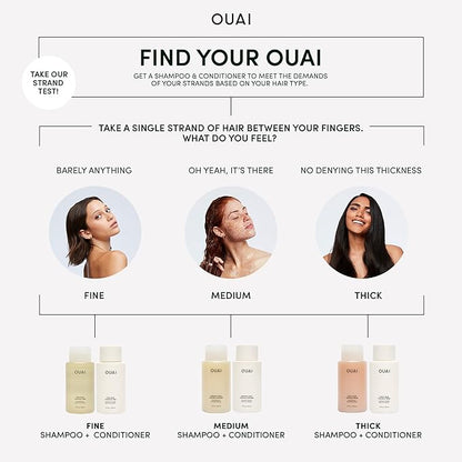 OUAI Medium Shampoo + Refill - Hydrating Shampoo with Coconut Oil, Babassu, Kumquat Extract and Keratin - Strengthens, Nourishes and Adds Shine - Sulfate Free Hair Care Products (2 Count, 10 Oz/32 Oz)