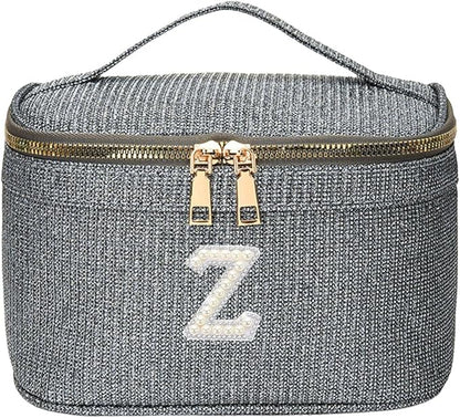 EURYNOME Makeup Bag with Custom Letter Z, Water-Resistant Travel Organizer Pouch, (8.3x5.1x5.1 Inch) Cosmetic Case for Women
