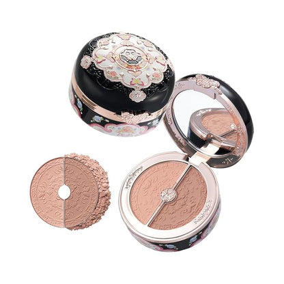 Flower Knows Butterfly Cloud Collar Rouge Box Contour & Blush Duo Palette, Brown Culpting Matte Finish Contour & Blush Powder, Buildable & Blendable Makeup for cheeks(05 Pearwood)