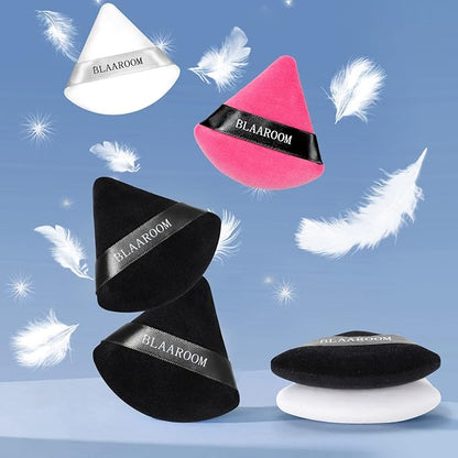 BLAAROOM 12 Pieces Powder Puff Face Makeup Puff Triangle Powder Puffs for Loose Powder Wet Dry Powder Soft Cosmetic Foundation Sponges Wedge Shape Beauty Makeup Tools - Rose Red
