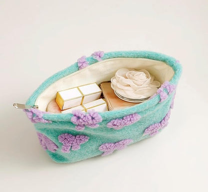 2 Pcs Makeup Bags, Large Cosmetic Bag Travel Toiletry Bag Organizer for Women, Plush Makeup Bag Small Cosmetic Pouch Purse with Zipper Gifts for Girls Teen
