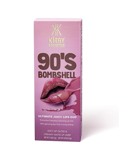 Lip Kit Duo – 90s Bombshell - TikTok-Viral Precision Liner & Glossy Liquid Lipstick, Clean 2-Step Set with Hydrating Long-Wear Color – Bold Inclusive Beauty for Everyday Konfidence