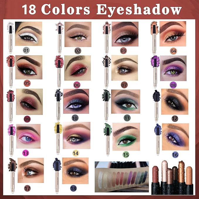 Cream Eyeshadow Stick and Wings Eyeliner Stamp Set Mothers Day Gift, Nude Pink Eye Shadow Pencil Shimmer Smoothing Eyeshadow Pen and Liner,Highlighter Stick, Multi-Dimensional Eye Makeup
