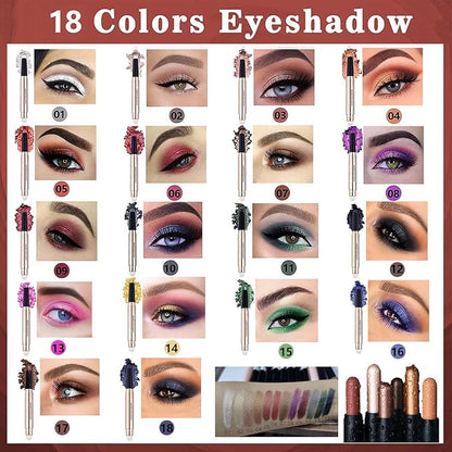 Cream Eyeshadow Stick and Wings Eyeliner Stamp Set Mothers Day Gift, Nude Pink Eye Shadow Pencil Shimmer Smoothing Eyeshadow Pen and Liner,Highlighter Stick, Multi-Dimensional Eye Makeup