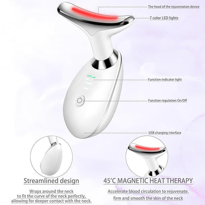 Face and Neck Massager Tool, 7-in-1 Color Red-Light-Therapy Wand for Skin Care