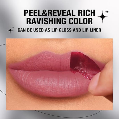 LANGMANNI 2 Colors Long-Lasting Peel Off Lip Liner Set, Waterproof & Smudge-Proof Matte Lip Liners Gift Makeup For Girls (#2+3)