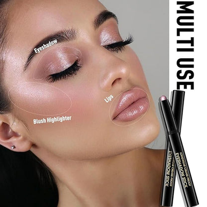 Eyeshadow Stick Shimmer Waterproof Long Wear Eye Brightener Cream to Powder Glitter Eye Shadow Crayon High Pigmented Highlighter Eye Liner Pencil Makeup Crease-Proof Buildable Color, 6 OYSTER