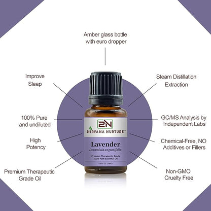 Lavender Essential Oil 100% Pure Premium Therapeutic Grade, Undiluted - Aromatherapy Diffuser for Calm and Relaxation, Skin Care, Hair Care