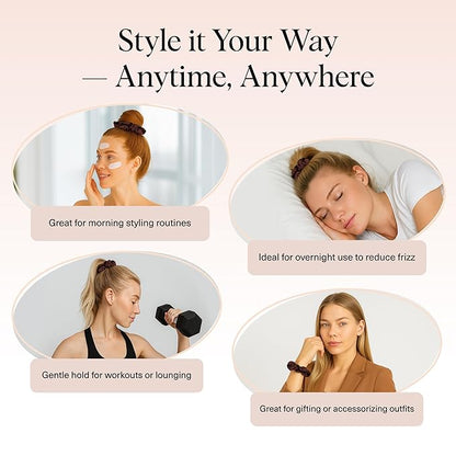 Kitsch Satin Scrunchies for Women - No Crease Hair Ties for Girls | Scrunchies For All Hair Types and Textures, Perfect for Day or Night | Ideal Gifts for Women - 5 Pcs, Cameo