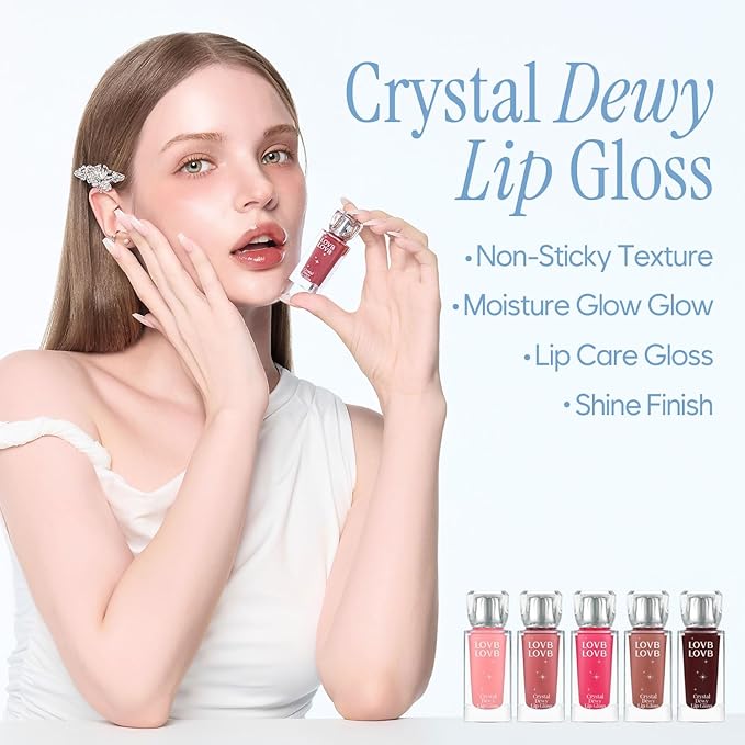Crystal Dewy Lip Gloss | Lightweight & Non-Sticky | High-Shine & Long-Lasting | Hydrating Korean Lip Care Gloss | 0.17 oz. (04 FRENCH BEIGE)