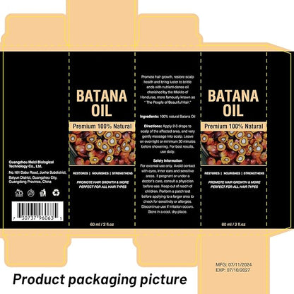 100% & Unrefined Pure Batana Miracle Oil for Smoother Hair Growth - from Honduras, Repairs Damaged Hair & Hair Loss, 2 oz