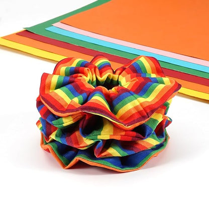 4pcs Rainbow Hair Ties Colorful Pride Hair Scrunchies for Women Girls LGBT Gay Elastic Stripe Rainbow Ponytail Holder Gifts Hair Accessories
