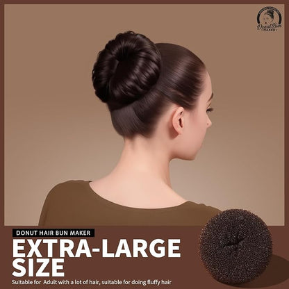 Teenitor Hair Bun Maker for Kids Girls - 4pcs Brown Ballet Buns in 4 Sizes, Hair Donuts