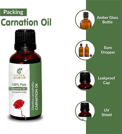 Carnation Oil -(Dianthus Caryophyllus)- Essential Oil 100% Pure Natural Undiluted Uncut Therapeutic Grade Oil 8.45 Fl.OZ