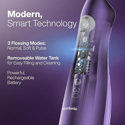 AquaSonic Water Flosser - Cordless Rechargeable Water Flossers for Teeth Cleaning - Waterproof Aqua Flosser, Portable Oral Irrigator for Dental Cleaning with 5 Jet Tips – Braces Home Travel