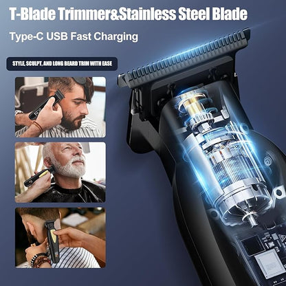 Professional Hair Clippers for Man,Hair Clippers Electric Shavers Razor T-Blade Hair Trimmer, 3 in 1 Cordless Barber Trimmer Bald Shavers LED Display Gifts