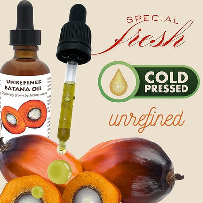 Best Natures Batana Oil for Hair Growth and Repair: Raw Batana Oil from Honduras - 100% Pure & Natural - For Thicker & Stronger Hair. Recognized by Dr. Sebi (2 fl oz)