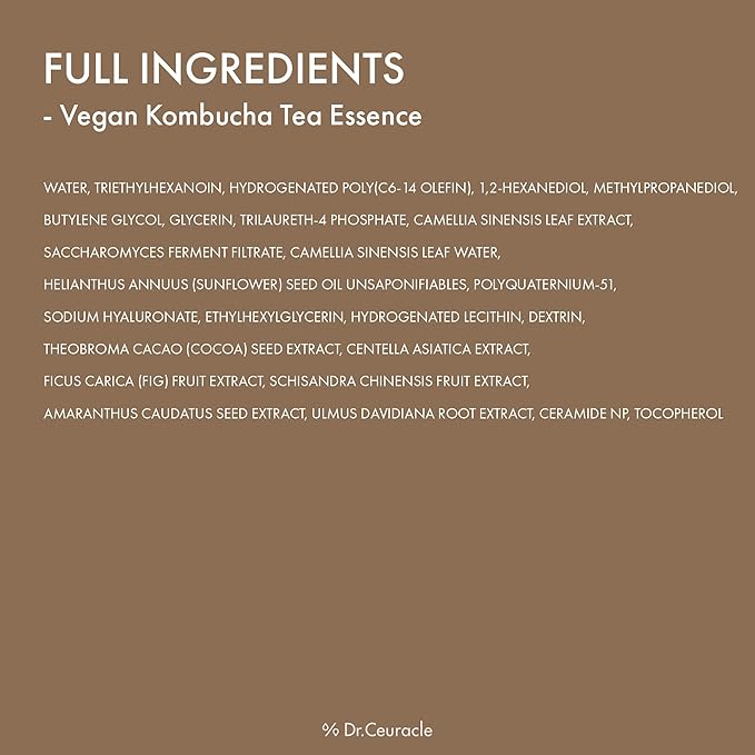 Dr.Ceuracle Vegan Kombucha Tea Essence - Hydrating Milky Toner with Kombucha Tea Extract, Centella Asiatica, Ceramide, Korean Skincare (150 ml / 5.07 fl. oz.)