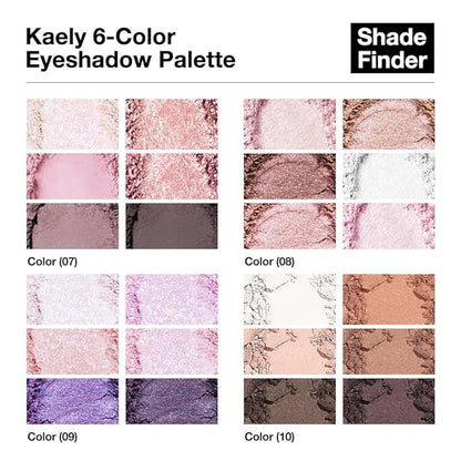 evpct 6 Colors Travel Eye Shadow Palette Makeup, Light Baby Pink Champagne Mink Mauve Pearl White Rose Shimmer Glitter Sparkly High Pigment Mini Eyeshadow Palette for Older Women, Built in Mirror
