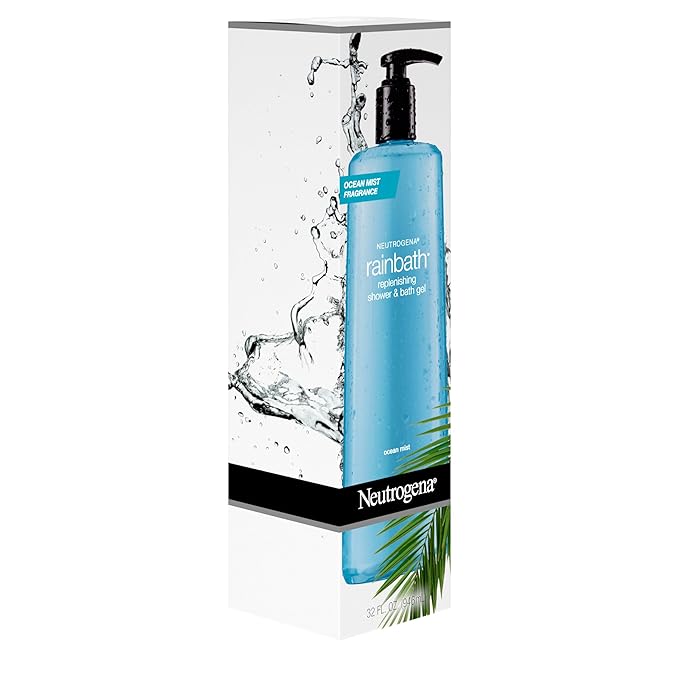 Neutrogena Rainbath Replenishing Shower and Bath Gel -Refreshing Body Wash with Moisturizing Formula for Soft Skin, Ocean Mist Scent, 32 fl. oz. (946 mL) Pump Bottle