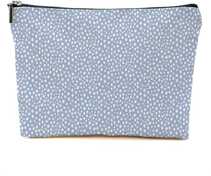 Vintage Polka Dots Blue Makeup Bag Cosmetic Bag Friend Friendship Gifts for Women Girls Sister Coworker Auntie Botanical Travel Organizer Zipper Pouch Christmas Thanksgiving Birthday Gifts