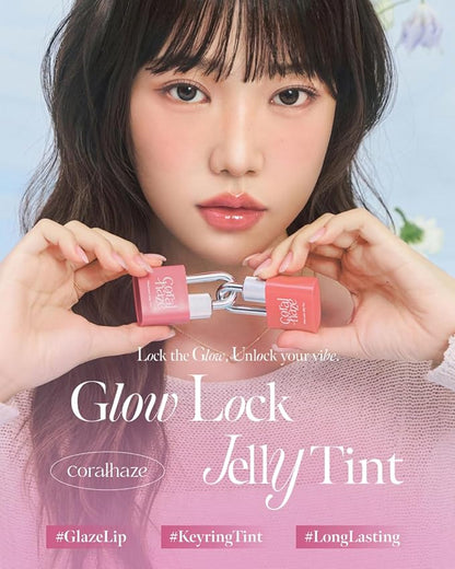 CORLAHAZE Glow Lock Jelly Tint 113 Peony 4g, Hydrating Jelly Glow Lip Stain, Glass-Like Shine Lip Gloss, Long-Lasting Color, Moisturizing Lip Enhancer, Collectible Lock-Shaped Design, Korean Makeup