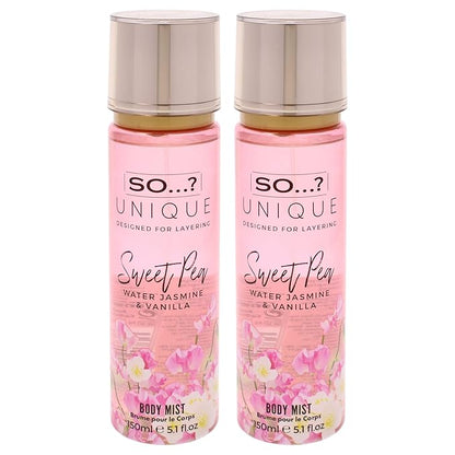 So...? Unique Body Mist - Sweet Pea for Women - 5.1 oz Body Mist - Pack of 2