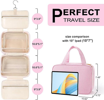 TOPEAST Hanging Toiletry Bag for Women - Travel Toiletry Bag Makeup Bag, Portable Toiletries Cosmetic Bag, Airplane Travel Essentials - Letter Z, Blue