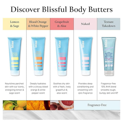 Bliss Body Butter - Lemon and Sage Body Butter - Maximum Moisture Cream - 32 Fl Oz - Body Lotion for Dry Skin - Long-Lasting Moisturizer for Women & Men - Vegan & Cruelty-Free