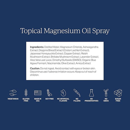 CYMBIOTIKA Topical Magnesium Oil Spray for Body, USA Made, Supplement for Leg Cramps, Muscle, Joint Health & Sleep Support, Includes Magnesium Chloride, Lavender Extract, Aloe Vera, 2pck (6.8 fl oz)