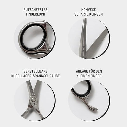 Professional Hair Cutting Scissors 6.5" - German High Carbon Steel Barber Shears with Convex Blades, Ergonomic Design for Salon & Home Use - Pius Lang