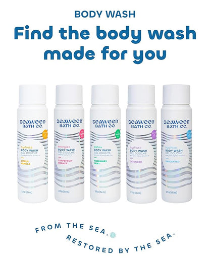 Seaweed Bath Co. Hydrate Body Wash, Eucalyptus Peppermint Scent, 12 Ounce, Shower Gel for Men & Women, Vegan, Paraben Free, Sulfate Free, Cruelty Free