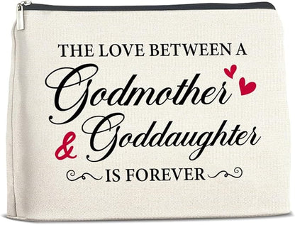 Makeup Bag Godmother Gifts from Goddaughter, Gifts for Godmother and Goddaughter Cosmetic Bag Zipper Makeup Pouch