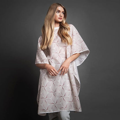 Fromm Professional Client Hair Styling and Hair Cutting Cape, Water and Stain Repellent Teflon Coating for Shampoo Bowl and Wet/Dry Cutting, 44" x 58", Petals