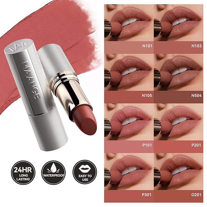 MAANGE Lipstick, Matte Lipstick Long Lasting Transfer-Proof Waterproof & Hydrating Lip Makeup, Full Coverage for a Nourishing Pout,1 Count-P301
