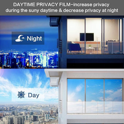 Volcanics One Way Window Privacy Film, Sun Blocking Window Tinting Film for Home Heat Control Mirror Tint Film Static Cling 23.6 x 78.3 Inches, Silver