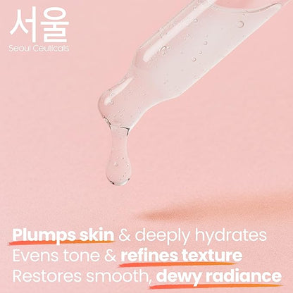 SeoulCeuticals Korean 5% Niacinamide + Snail Mucin 97.5% Essence Serum + Hyaluronic Acid, Cruelty Free Korean Skin Care, Natural & Organic Anti Aging Face Serum for Dull Skin, K Beauty 1oz