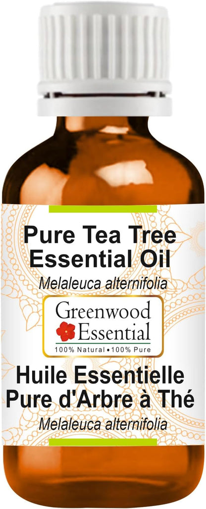 Greenwood Essential Tea Tree Essential Oil (Melaleuca alternifolia) Pure | Non-Sticky | Non-Greasy | Lightweight | Men & Women | All Skin Types | Steam Distilled 30ml (1 oz)