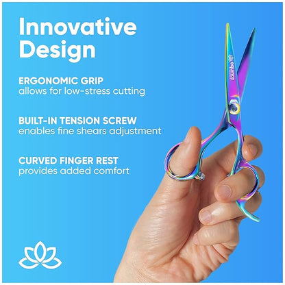 Equinox Razor Edge Series Professional Hair Scissors - 6.5” Premium Japanese Stainless Steel Hair Cutting Scissors, Hair Shears, Hair Razors for Hair Cutting, Barber Accessories & Hair Salon Supplies