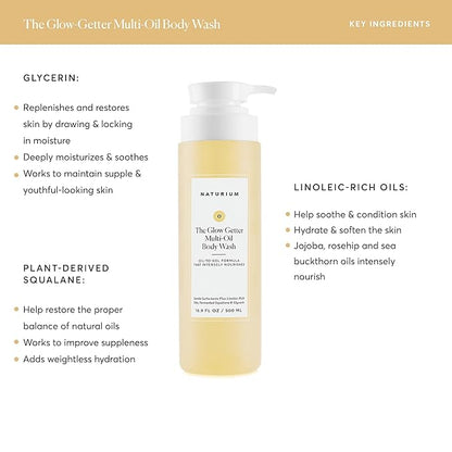 Naturium The Glow Getter Multi-Oil Hydrating Body Wash, Gentle Cleanser, 16.9 oz