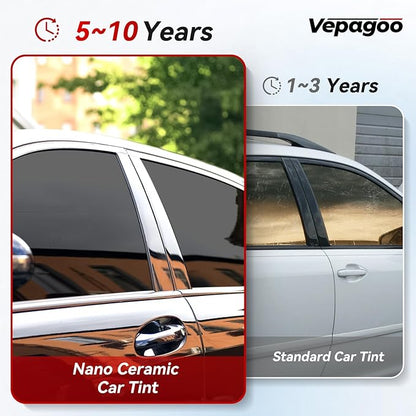 Vepagoo Nano Ceramic Car Window Tint Film 35% VLT- 20" in 30Ft Privacy Window Tint, Blocks UV/IR Rays, Heat & Glare - Scratch Resistance Car Window Film