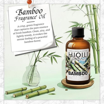 HIQILI Bamboo Fragrance Oil for Scent Diffuser, Idea for Candle & Soap Making, DIY Room Air Fresheners, New Car Scent - 1 Fl Oz
