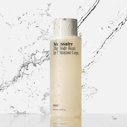 Nécessaire The Body Wash Hinoki - Natural Body Wash for Women & Men, Softening Shower Gel with Gentle Exfoliating Acids AHA/BHA/PHA. Gel Cleanse, 8.4 fl oz.