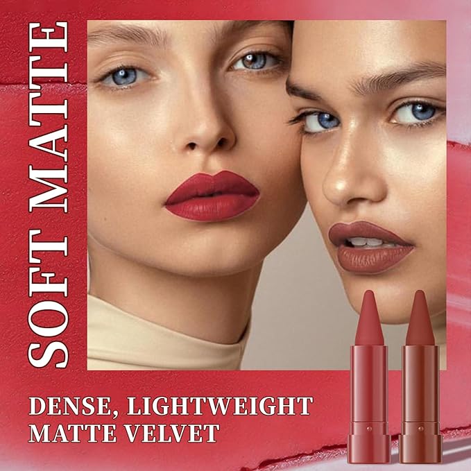 Jolilab 6PCS Lip Liner Lipstick Mini Set, Gradient Matte Nude Velvet Lip Liner Pencil High Pigmented Long Lasting Natural Smooth Lip Makeup Easy-to-Use Crayon Form and Cone Tip