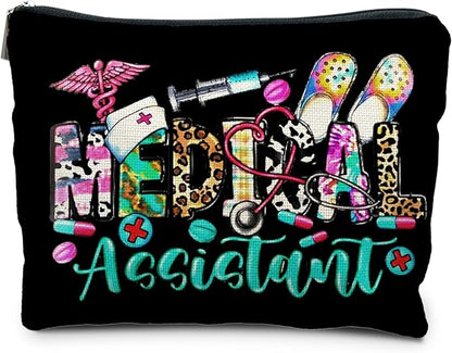 Medical Assistant Makeup Bag, Nurse Gifts - RN Toiletry Bag for Women (Black)